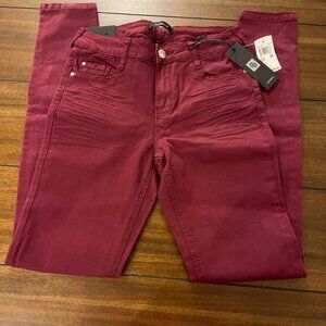 NWT Numero Womens Stretch Push Up Mid Rise Skinny Pockets Denim Jeans Merlot 28